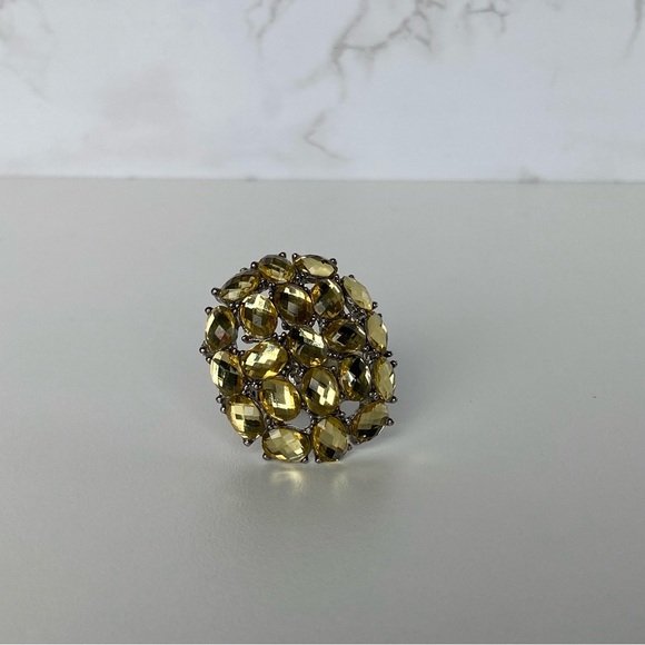 Women's Fashion Jewelry Yellow Rhinestone Ring One Size - Picture 6 of 8